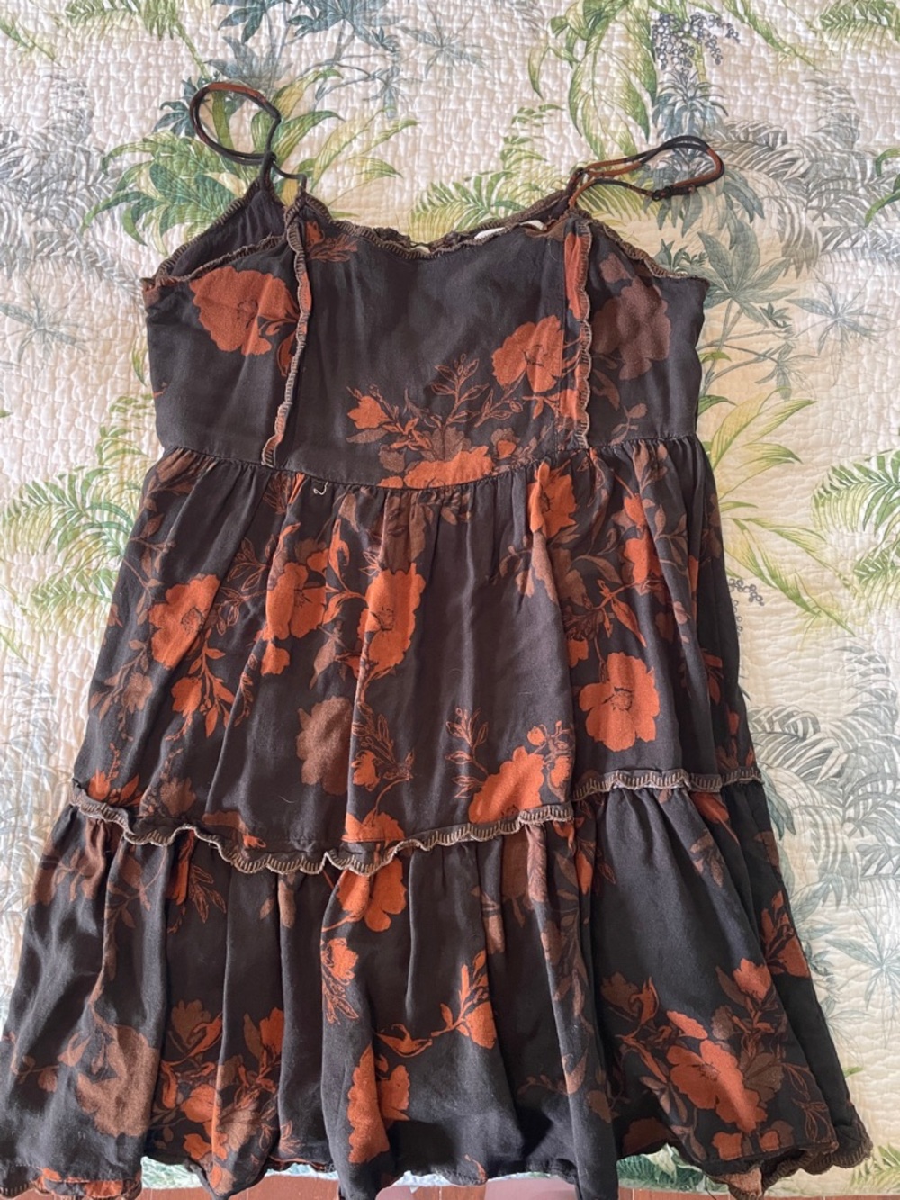 Urban Outfitters Black Mini Dress with Orange Floral Print